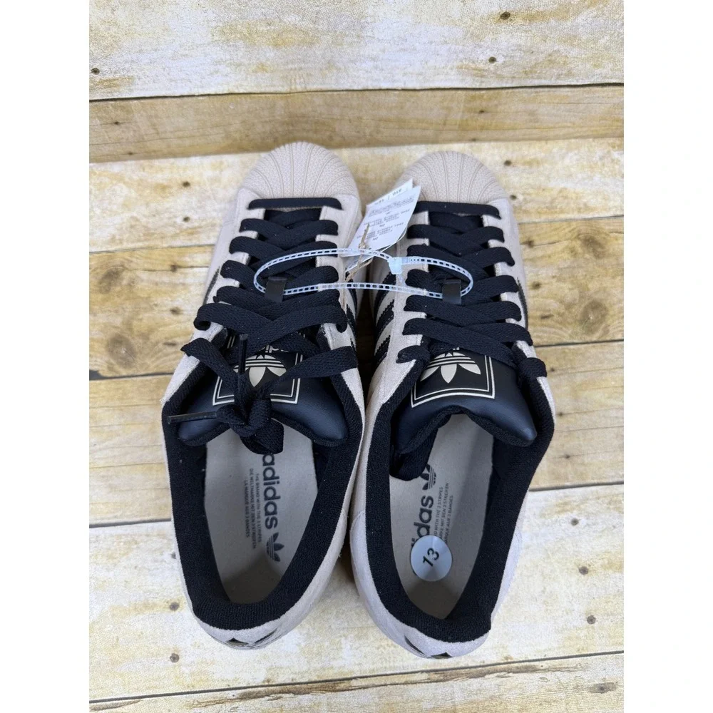 Adidas Superstar II Wonder Taupe Core Black Suede Shell Toe Mens 13 IH9320 NEW